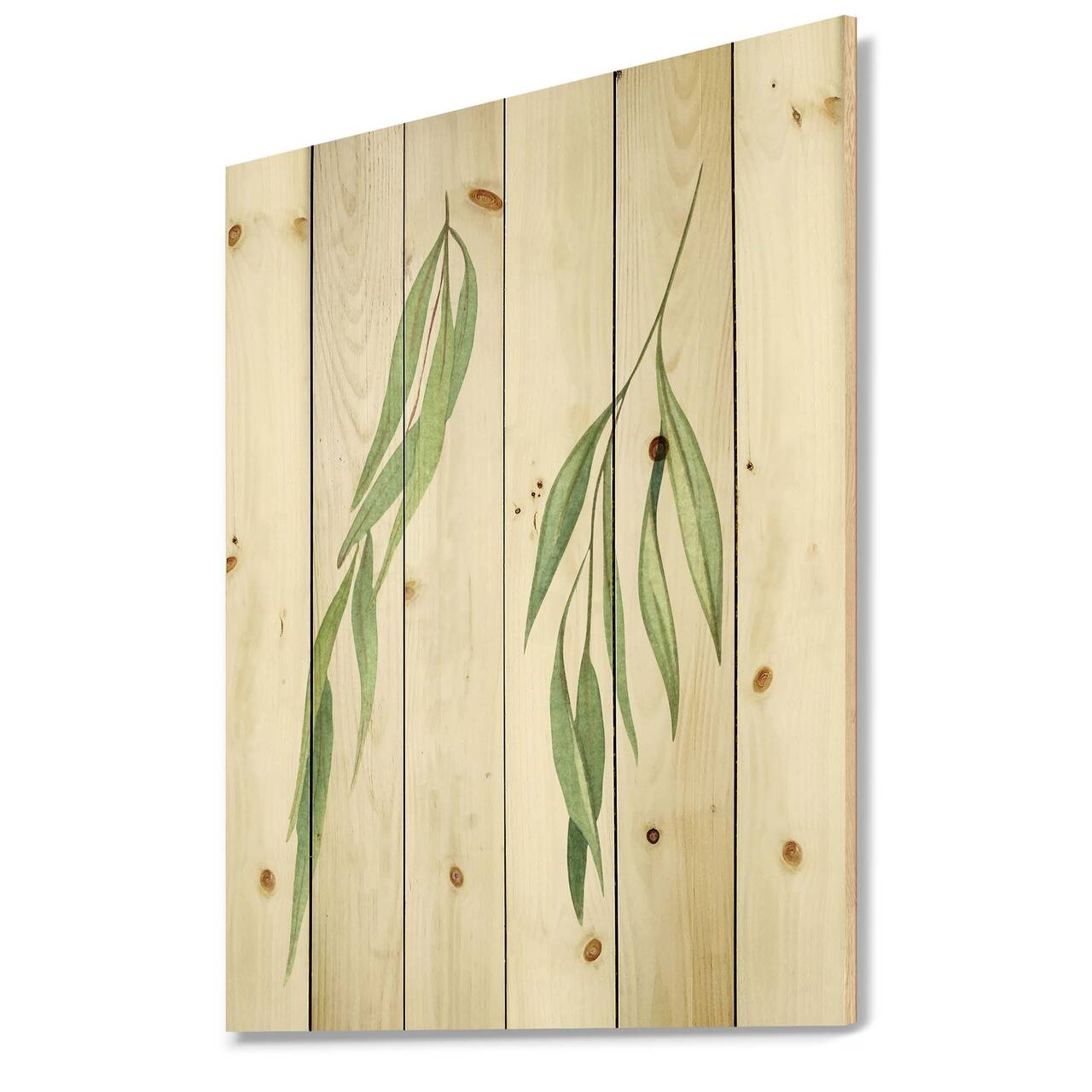 Designart - Two Willow Branches - Farmhouse Print on Natural Pine Wood